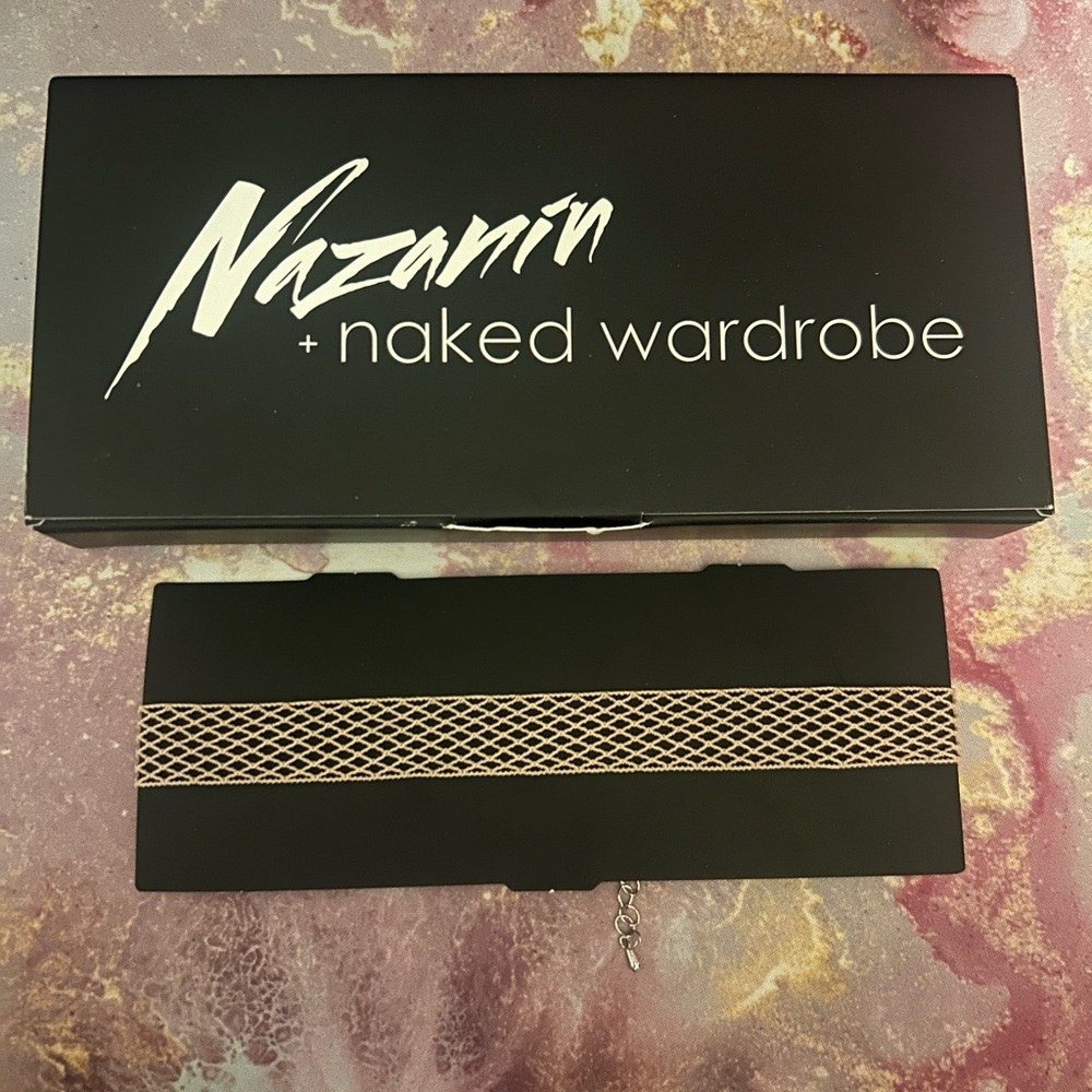 Naked Wardrobe Black and Gold Mesh Belt Necklace